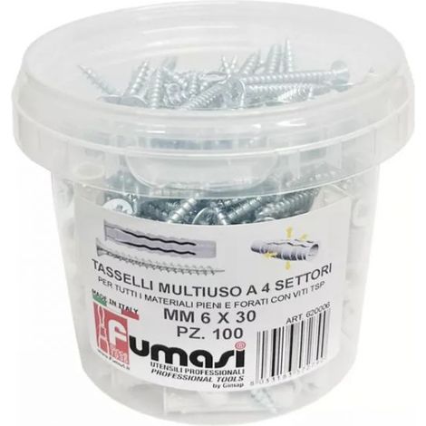 FUMASI Tasselli A 4 Settori Con Vite a Croce 100 Pezzi