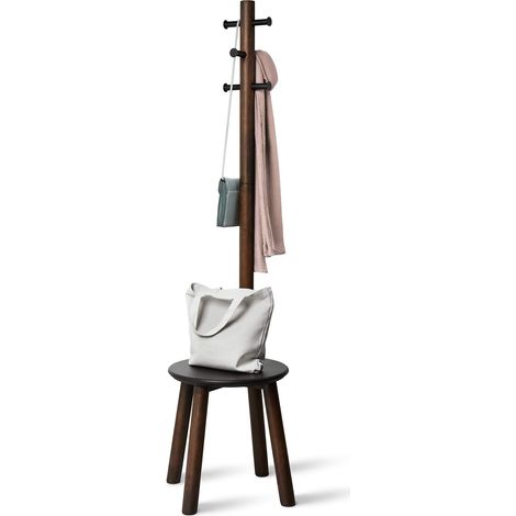 Umbra Pillar Attaccapanni verticale, Legno di hevea, Nero/noce (1/5)