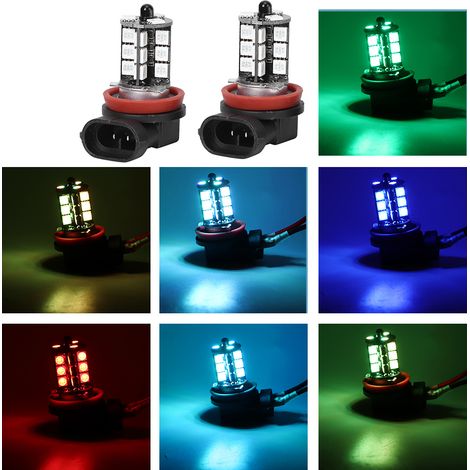 Farbige LED-Nebelscheinwerfer-Blitzlampe mit Fernbedienung 12-24V H8 27SMD RGB (1/5)
