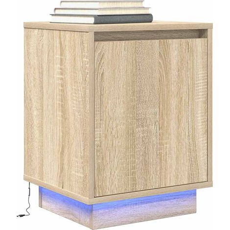 Nachttisch mit LED-Leuchten Sonoma-Eiche 38x34x50 cm