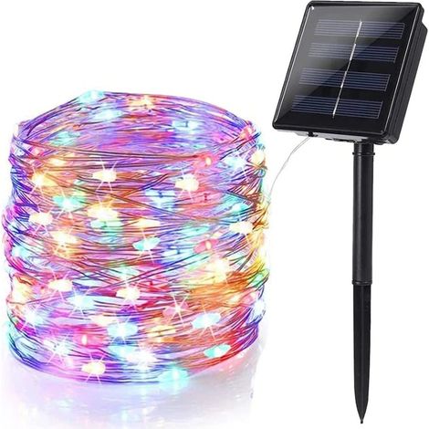 Solarbetriebene Lichterkette für den Außenbereich (1 Stück), 22 m (72 Fuß), 200 LEDs, wasserdicht, 8 Beleuchtungsmodi, Kupferdraht, für Weihnachtsdekoration, Terrasse, Baum oder Garten (mehrfarbig). (1/5)