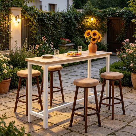 Table multifonctionnel pour fêtes, table de bar élégante, table à manger, table basse (set uniquement) (1/4)