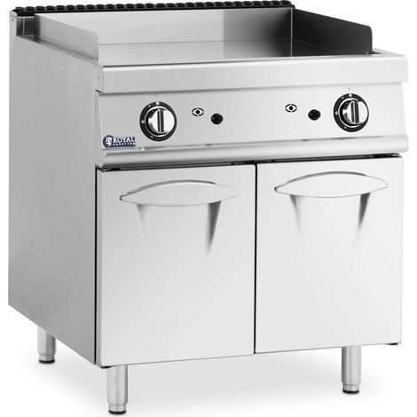 Plancha gaz 12 kw lisse 50 300 °c propane / lpg / gaz naturel armoire intégrée acier inoxydable acier chromé argent métallisé (1/5)