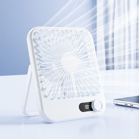 Mini ventilateur USB – ventilateur de bureau à batterie rechargeable – écran LED intégré – charge USB – pour bureau et voyage (1/5)