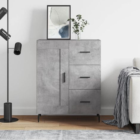 Buffet bas,Buffet Commode industriel gris béton 69,5x34x90 cm bois d'ingénierie -QS17386 (1/5)