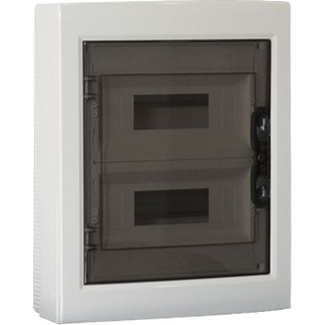 ETTROIT Centralino elettrico da parete 24 moduli IP40 grigio RAL 7030 con portello trasparente fumè - DB130924