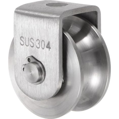 Roue à Gorge en Acier Inoxydable 304, Diamètre de 48 mm, Capacité de Charge de 400 kg pour Portail Coulissant, Machines Industrielles, Largeur de Gorge de 16 mm (1/5)