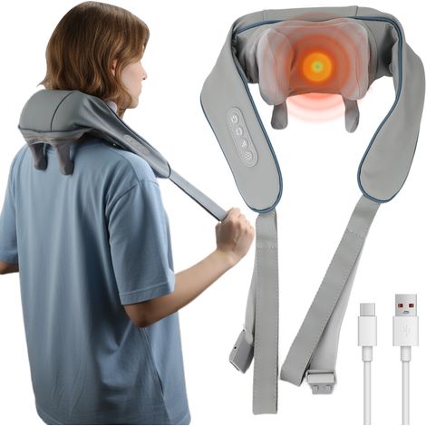 Masseur Cervical, 6D Massage Dos et Cou Épaules avec Chauffant à  Modes de d'Impulsion 3 Intensités Accueil Masseur pour Un Massage Précis Au Bureau et à Maison (1/4)
