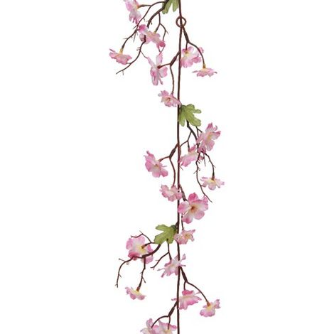 GHIRLANDA DI FIORI DI PESCO ROSA TENUE 15X185CM