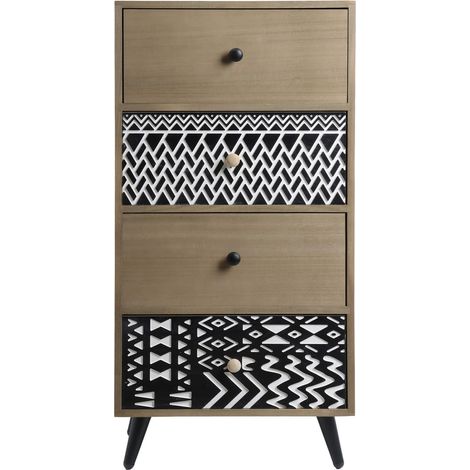 Rebecca Mobili Cassettiera per Bagno con 4 Cassetti Legno Metallo Stile Industrial (1/5)