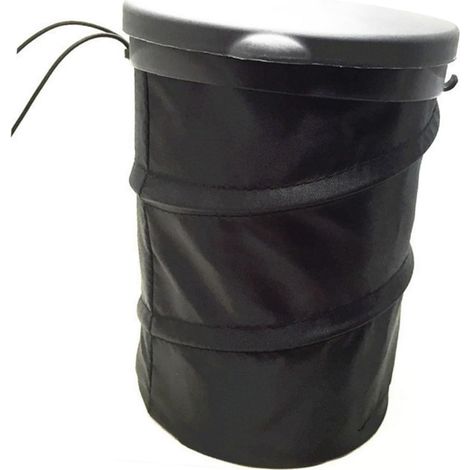 Papelera para coche, papelera plegable para el coche, papelera para coche, contenedor de basura con tapa, papelera para coche/negra/mediana (1/3)