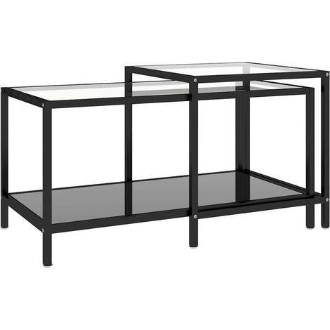 vidaXL Tea Tables 2 pcs Tempered Glass Black (1/5)