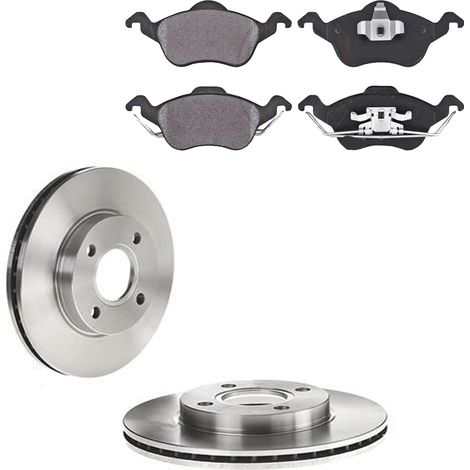 KIT FRENI ANTERIORI compatibile con FORD FOCUS, TRE VOLUMI, TURNIER(DAW, DBW, DFW, DNW) - DISCHI + PASTIGLIE OEM: FDB1318, FDB1318B / 17007 /SOSTITUZIONE DIRETTA/BASSA POLVERE/SILENZIOSO (1/5)