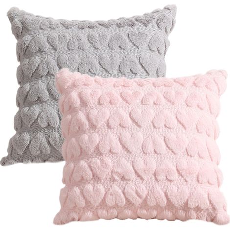 Dekorative Kissenbezüge mit dem Aufdruck „Love“ zum Valentinstag, 45 x 45 cm, 2er-Set, weich und flauschig, Landhausstil, zur Dekoration Ihres Zuhauses während der Frühlingsfeiertage. (1/5)