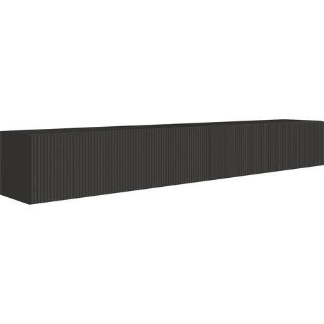 Selsey Veldio – TV-Lowboard hängend mit geriffelten Fronten, 200 cm, schwarz (1/5)
