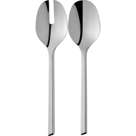 couverts à salade acier inoxydable 25 cm, fourchette à salade, cuillère de service, acier inoxydable poli, résistant aux rayures, va au lave-vaisselle (1/4)