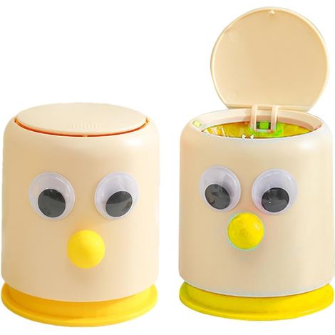 Petite poubelle de bureau mignonne avec de grands yeux mignons et une minuscule poubelle à pression (1/5)