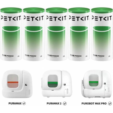Rouleaux de sacs 8 L PETKIT - Pack 5 rouleaux (20 sacs/rouleau) Vert