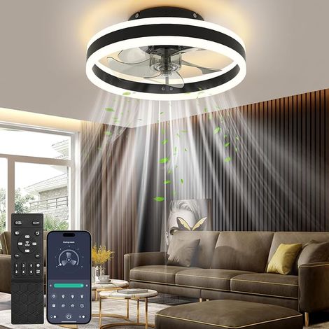 Ventilateur de Plafond, 40cm Ventilateur Plafond avec Lumiere Silencieux, 6 vitesses de, intensité variable, 3 couleurs pour toutes les saisons