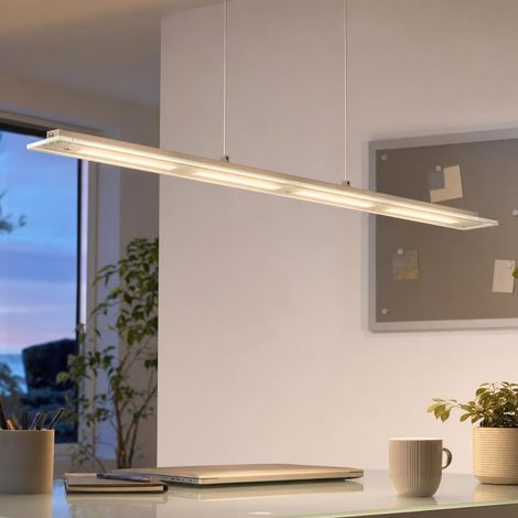 Lampada a sospensione a LED color sabbia, regolabile in altezza, dimmerabile, CCT, funzione memoria, H 150 cm (1/5)