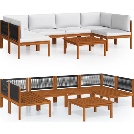 Maison Exclusive - 7-tlg. Garten-Lounge-Set mit Kissen Cremefarbe