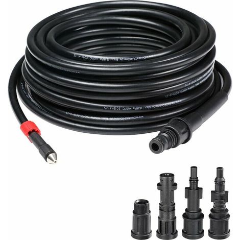 Tuyau de débouchage pour nettoyeur haute pression, tuyau flexible noir de 20 m (1/4)