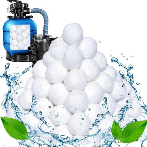Boules filtrantes de 1400 g pour piscines, adaptées aux filtres à sable, aux piscines et aux robots nettoyeurs de piscine. (1/5)