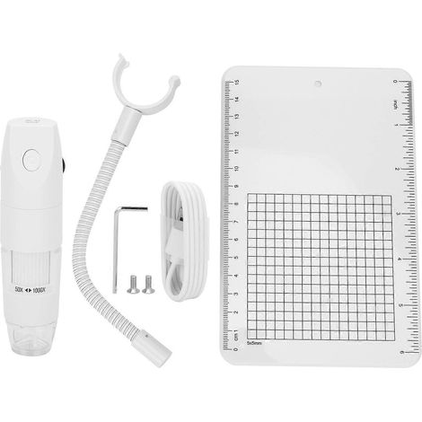 Kabelloses digitales Mikroskop 1080P HD, WLAN, 1000-fache Vergrößerung, USB, Industrie-Lupe, Weiß