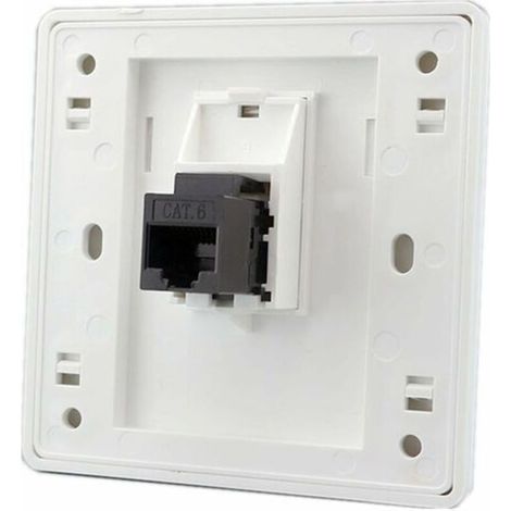 Prise Murale Réseau CAT6 Gigabit Femelle à Femelle - Double Passage RJ45 LAN - Prise de Courant Internet Droite (86x86mm, 1 pcs)