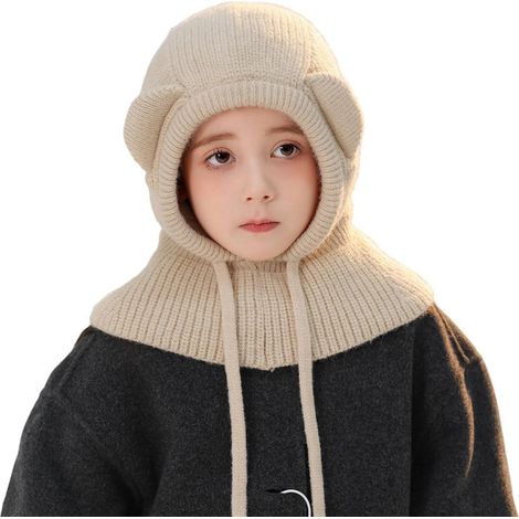 Sturmhaube für Kinder 2-6 Jahre, 2-in-1 Mütze & Schal, winddicht, beige (1/5)