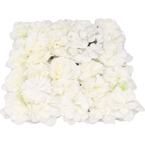 Panneaux muraux de fleurs artificielles, roses en soie simulées, décoration murale pour mariage, fête, fond de scène, 38 x 38 cm, blanc