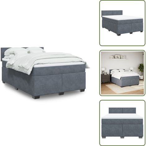 Boxspringbett mit Matratze Dunkelgrau 160x200 cm Samt - Boxspringbett - Doppelbett - Samtbett - Bettenrahmen - Bettgestell (1/5)