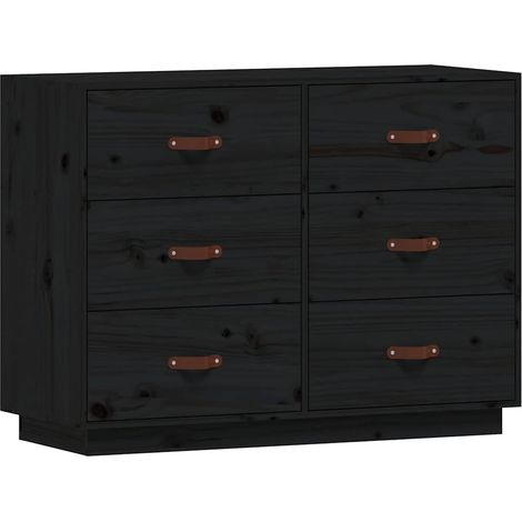 Maison Exclusive - Aparador madera maciza de pino negro 100x40x75 (1/5)