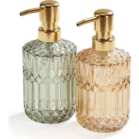 Glass Soap Dispensers, Set of 2, 400 ml, Refillable (1/5)