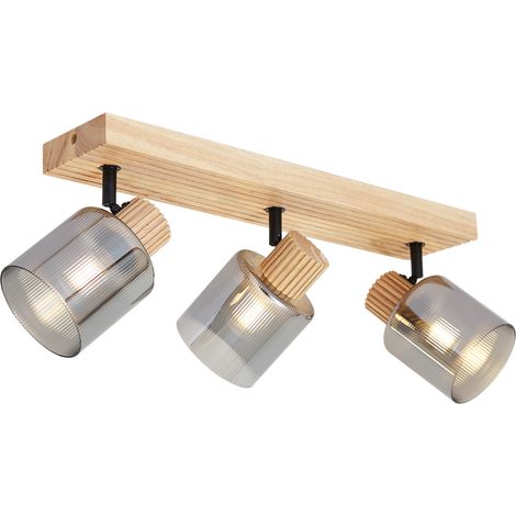 QAZQA Faretto Smart in legno con vetro fumé 3 luci orientabile e