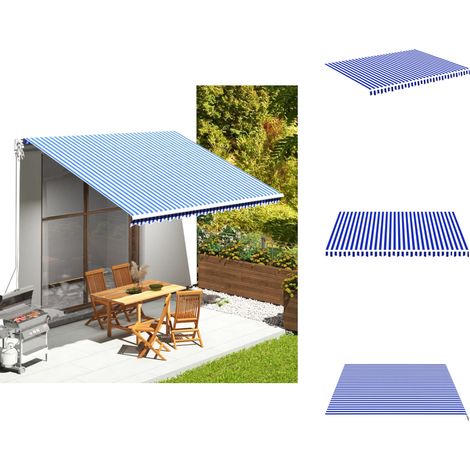 Tissu de remplacement pour auvent Bleu et blanc 4,5x3,5 m - Tissu D'ombrage - Auvent De Jardin - Toile D'extérieur - Protection Solaire - Parasol De Terrasse (1/5)