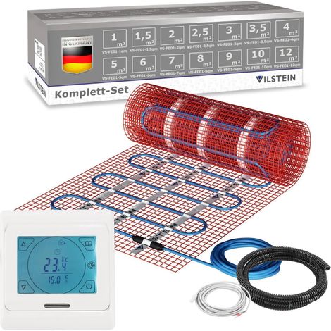 VILSTEIN© Elektrische Fußbodenheizung 150W/m² TWIN Technologie Elektro Komplett-Set - 3,5m² - 7m