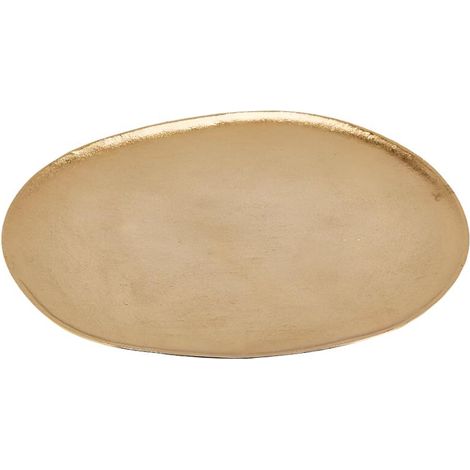 Vassoio decorativo tondo natalizio color Oro in alluminio, da 36 cm