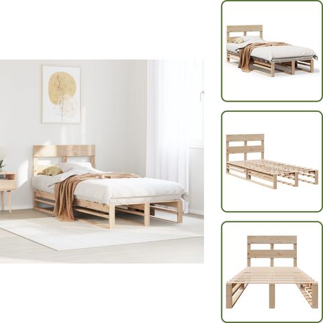 Cadre de lit sans matelas 75x190 cm bois de pin massif - Cadre De Lit - Cadres De Lit - Meuble De Chambre - Lit (1/5)