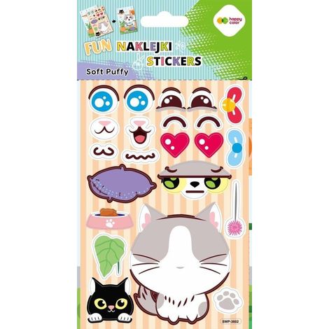 3D-Aufkleber mit weichen, flauschigen Katzenmotiven, 110 x 205 mm, fröhliche Farben