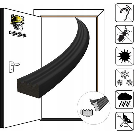 Guarnizione autoadesiva per porte e finestre E 15X8mm NERO (1/5)