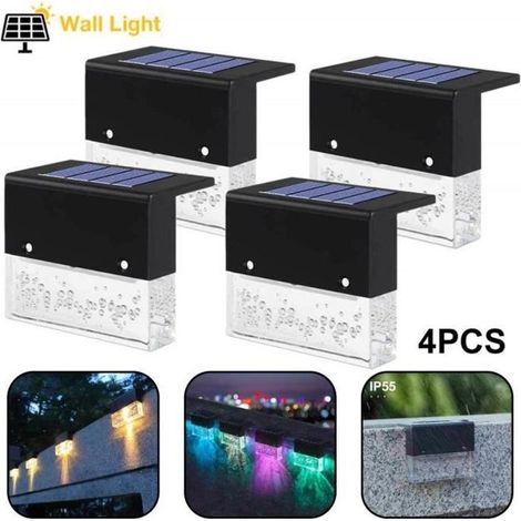 PRUMYA lampe solaire Extérieur 4pcs RGB Coloré étanche lumière solaire pour jardin , Porte , Entrée , etc (1/4)