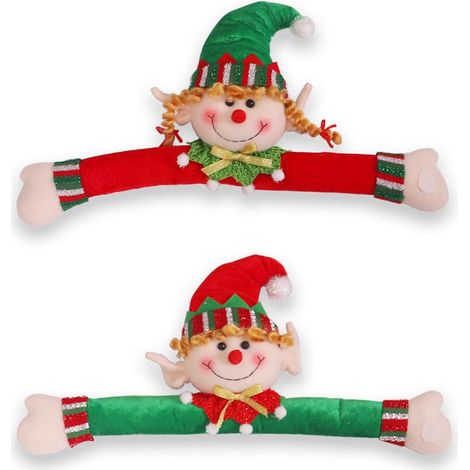 Lot de 2 décorations de Noël, amoureux cartoon créatifs, embrasses de rideaux pour porte et fixation, accessoires d'ambiance pour vitrine de magasin (1/5)