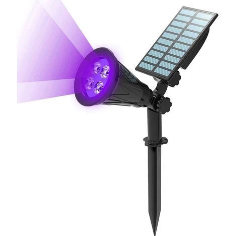 Projecteur solaire d'extérieur, lampe solaire extérieure, 4 lumens, étanche IP65, 2 modes d'éclairage, orientable à 180°, éclairage solaire extérieur pour arbres, jardin, allée (PurpLumten, 1 unité) L (1/5)