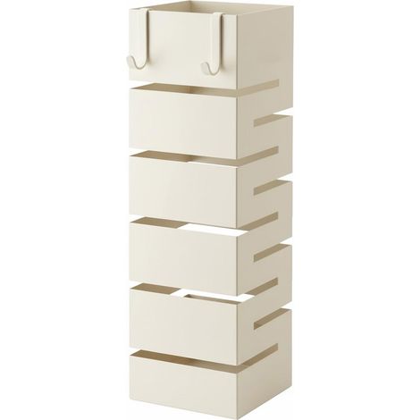 Portaombrelli In Acciaio Zincato Con Base Antiscivolo Per Interno Esterno Vaschetta Scolapioggia 2 Ganci Removibili Struttura Robusta Design Moderno Bianco 49 X 15.5 X 15.5 Cm (1/5)