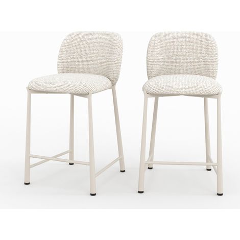 Lot de 2 chaises pour ilot central 65,5 cm, tissu texturé écru chiné - Bento