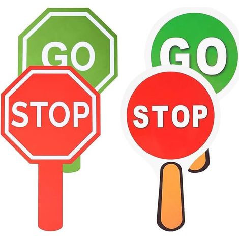 Stop and Go Panel with Handle Waterproof Road Signs for Crossing Level Red Green - Double Sided Children Road Safety Education (1/5)