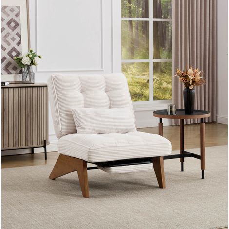 Sillón relax reclinable con cojín lumbar beige cord OKMYHOME (1/5)