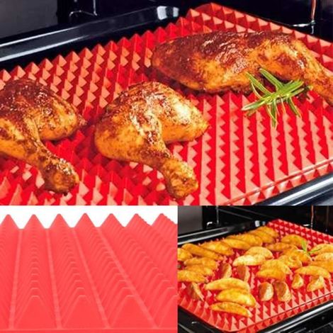 Tapis de cuisson - Pyramid - 40.5x29cm - Silicone rouge - Antiadhésif - Rangement facile