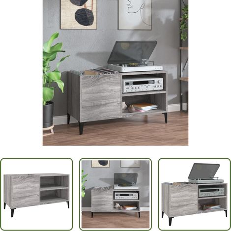 Rangement vinyle - Armoire à disques sonoma gris 84,5x38x48 cm bois d'ingénierie (1/5)